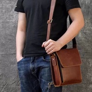 (100% Genuine LEATHER) Premium Men's GENUINE LEATHER Sling Bag - GENUINE LEATHER Sling Bag Men's Bag