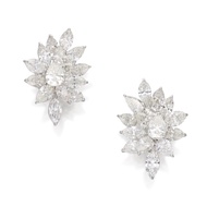 Platinum and 33.5cts Diamond Cluster Earclips