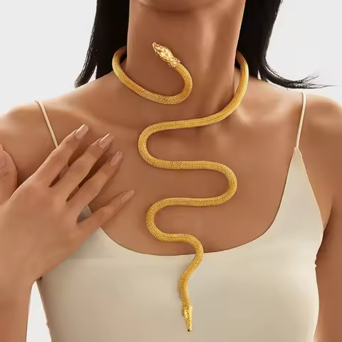Personality Adjustable Snake Design Necklace Snake Shape Electric Plated Snake Shape Bracelet Multi-