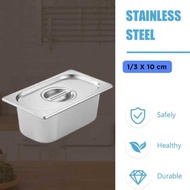 One Two Cups Food Container Stainless Steel Buffet Food Container - GN-201 - 1/ 3 x 10cm, Silver AM1