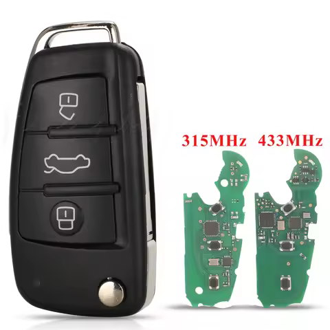 jingyuqin Folding Remote Car Key 3 Buttons 315MHz/433Mhz With 8E Chip For Audi A6L - 8E0 837 220 Q /