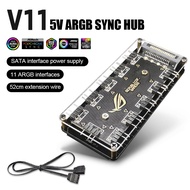 XINGHEC2 PC Cooler Fan argb Hub 1 để 11 5V 3pin LED Strip ánh sáng Hub Adapter SATA điện argb Fan Sp