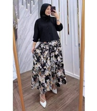 ZaraSet Rok Wanita - One Set Rok Wanita Kekinian - Set Rok Korean Style Hijab - Setrok Wanita Import