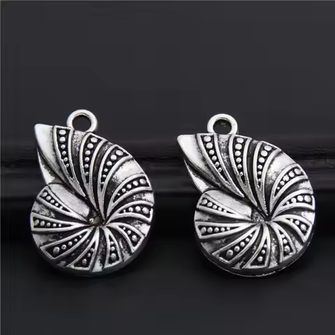20pcs Silver Color shell Spiral Sea animal Jewelry Charms Pendant for Necklace Diy Handmade Findings