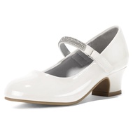 K KomForme Girl Mary Jane Shoes with Low Heel Rhinestones Princess Flats Dress Pump Shoes for Little