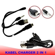 Kabel AUX 2 in 1 Jack 3.5mm Mini USB / Micro USB Charger Input USB Mp3 Audio Cable Speaker Portable 