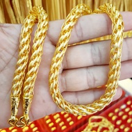 ชุดสร้อยคอ 5 บาท ข้อมือ 2บาท พร้อมจี้ ลายเกลียวเชือกโปร่ง แถมตลับใส่ทอง + ตะขอสำรอง ทองโคลนนิ่งเหมือ