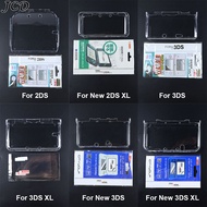 JCD Plastic Clear Crystal Shell Hard Case Cover Screen Top Bottom HD Protective Film For 2DS 3DS XL 