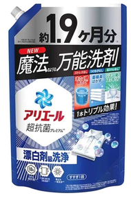 ARIEL - 寶潔 強洗淨消臭抗菌淨白洗衣液 超大容量補充裝 1400g(4987176309266)平行進口 不同版本隨機發