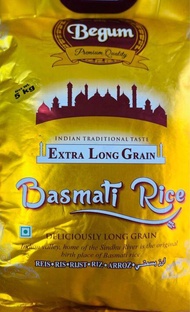 ฺBegum basmati rice 5 kg ข้าวบาสมาติอินเดีย ยี่ห้อที่ยอดนิยมใช้เยอะสุดในอินเดีย begum basmati rice 5 kg