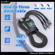 Gadgetbase 100W 3-in-1 Charging Cable 6A Fast Charging Cable Micro USB Fast Charger Suitable For App