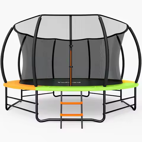 Yohood Trampoline Outdoor 12FT 14FT, Recreational Trampolines with Enclosure Net and Ladder, ASTM Ap