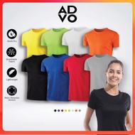 ADVO [XS 2XS] Microfiber T-Shirt Jersey Baju Jersi Baju Round Neck Men Plain T Shirt Women Quick Dry Baju Sukan Tshirt