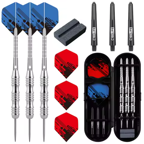 CyeeLife 3Pcs/pack 26g Steel Tip Darts Sets Standard PET Flight, Aluminum Darts Shafts Steel Tip wit