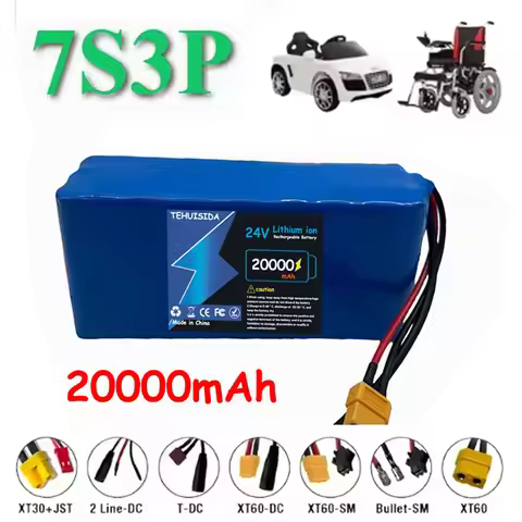 New 24V 20Ah 7S3P Lithium Ion Rechargeable Battery Pack 29.4V 20000mAh Bicycle Light Motorcycle/Lith