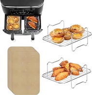 Ninja Foodi Air Fryer Rack Set with 2pcs Air Fryer Rack and Liners Disposable - 100pcs Parchment Pap