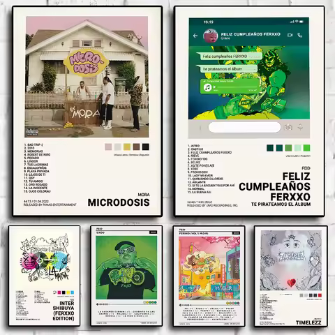 Pop Singer Star Feid Ferxxo Sixdo Feliz Cumpleanos Album Music Posters For Room Living Canvas Print 