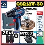 BOSCH GSR12V-30 EC BRUSHLESS MOTOR CORDLESS DRILL/DRIVER (GSR12V30) C/W 2x 2.0AH BATTERY + 1x GAL121