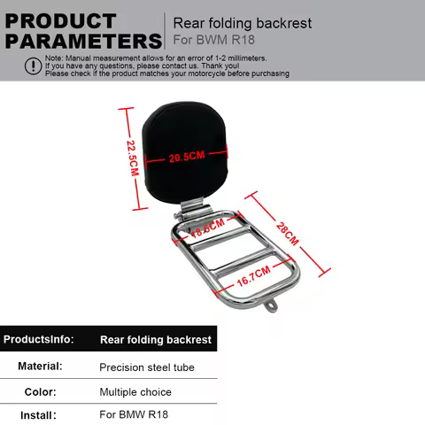 R18 Rear Rider Backrest For BMW R18 2020 2021 2022 2023 R18 Classic New Foldable Back Rest Pad Chrom
