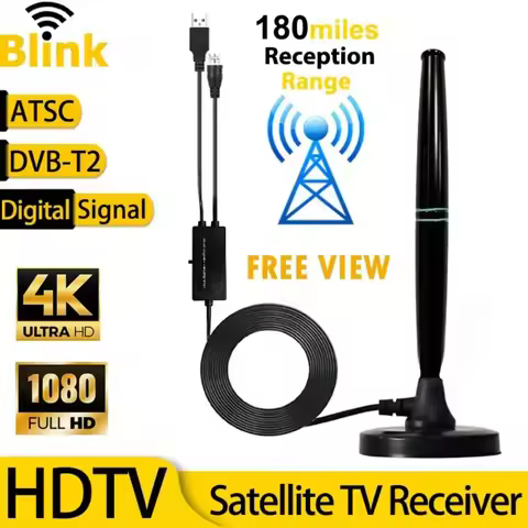 Indoor TV Antenna with Amplifier,Long Range,4K,1080p,Digital HD Signal Booster,DVBT2,ATSC,Powerful S