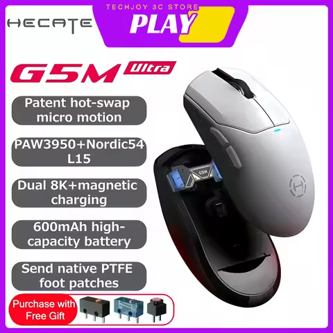 EDIFIER HECATE G5M Ultra Wireless Gaming Mouse G5M Ultra Dual 8K Hot Swappable Silent Switch PAW3950