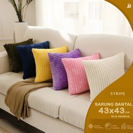 PREMIUM Smooth Striped Embossed Pillowcase 43X43 CM 14 Colors PQ Pillow Case Sarung Bantal