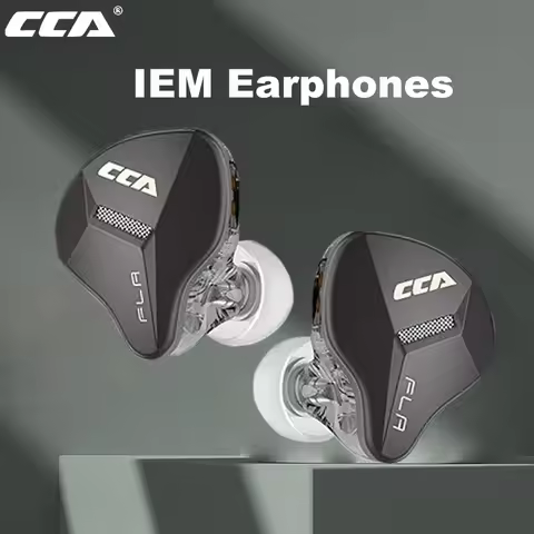 CCA-FLA Fones com fio, 10mm, Dynamic Driver IEMs Fones De Ouvido, 2Pin Cabo Destacável Headphones, 3