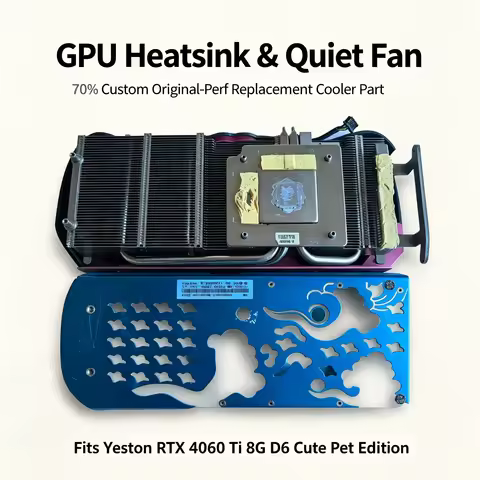 Custom Original-Perf GPU Heatsink & Quiet Fan – Fits Yeston RTX 4060 Ti 8G D6 Cute Pet Edition, Repl