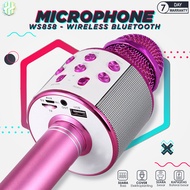 HH - ( BISA COD BERGARANSI )Microphone Bluetooth Karaoke Mic Ws858 Speaker Mik Ws 858 Mikropon Blutu