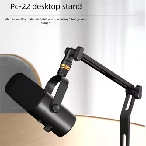 giftnew Foldable Desktop Microphone Stand for AM8 K669B Mic Adjustable Metal Boom Arm for Podcast Re