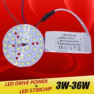 3W 7W 12W 18W 24W 36W 5730 SMD Light Board Led Lamp Panel For Ceiling + AC 100-265V LED power supply driver combination