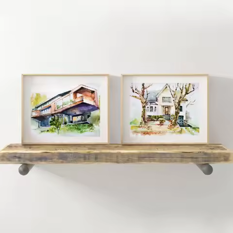 Wall Art Twilight's Cullen Family Residence and Bella Swan House Watercolor Print , The Twilight Sag