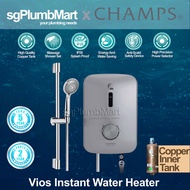 Champs x sgPlumbMart Altair Silver Copper Inner Tank Instant Heater With Shower Set Vios (Copper Tan