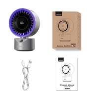 JAMAY พัดลมตั้งโต๊ะ ลมหมุนเวียน 3D ส่ายหัวอัตโนมัติ หน้าจอดิจิทัลความละเอียดสูง แบตเตอรี่ 2000mAh ใช