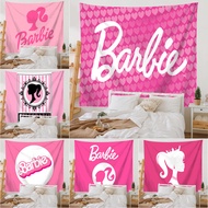 Pink Barbie Wall Tapestry with Clips  Polyester Tapestries Bedroom Wall Hanging Tapestry Pink Barbie