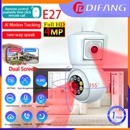 difang E27 4K Dual Lens wireless Bulb Camera,q16 indoor wifi Security camera with two-way audio,AI Motion Detection,remote monitoring,led light, loud alarm,icsee Surveillance monitor