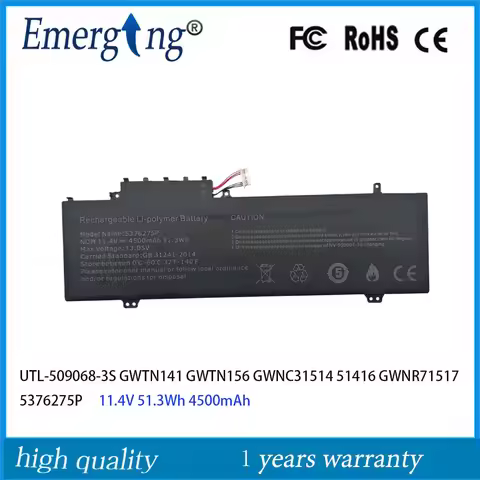 UTL-509068-3S 5376275P Laptop Battery for Gateway GWTN141 GWTN156 GWNC31514 51416 GWNR71517 11.4V 51