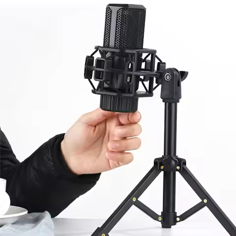 Portable desktop microphone stand, stable and safe, adjustable tripod-style microphone clip stand
