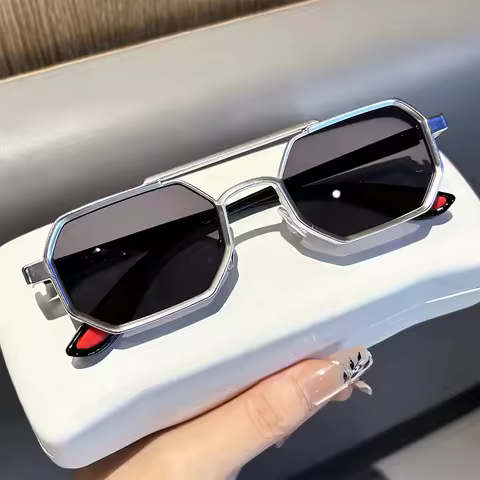 Retro Steam-Punk Sunglasses For Men With Polygonal Ddesign Large Frame Car-Specific Premium Quality 