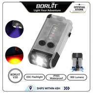 BORUiT V30 UV EDC Flashlight 900LM Type-C Rechargeable Power Bank Work Light Torch with Magnet Buzze