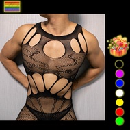 Plus size Bodysuit Hollow Bar Club Dance Party Transparent Black Gay Lace sissy Leggings Underwear M