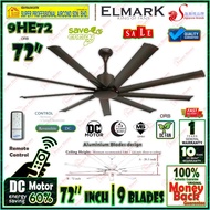 Elmark 72 inch Ceiling Fan 9HE72 ORB (Silent DC Motor) 9-Aluminium blades Remote Control DC Fan