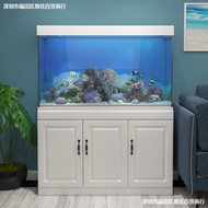 QM🏅New Aquarium Base Cabinet Super White Tank Aquarium Sea Tank Fish Tank Cabinet European Simple Aquarium Living Room S
