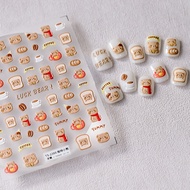 [CORAL SEA] coffee bear nail stickers nail stickers nail stickers nail accessories nail stickers nai