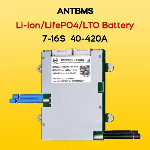 ANT Smart BMS 7S-16S 48V 60V Lifepo4 BMS 10S 36V 40A Li-ion BMS 80A 420A for E-bike E-motorcycles wi