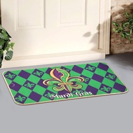 Mardi Gras Doormat Fleur De Lis Floor Mat Nonslip Holiday Entrance Mat Indoor Outdoor Decorative Rug