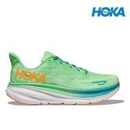 H-0-K-A men clifton 9 wide running shoe - zest / lime glow 6R8E