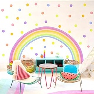 84x42 Inch Extra Large Rainbow Wall Decal - Colorful Polka Dot Wall Decals, Fabric Wall Sticker for 