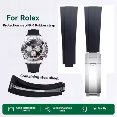 FKM Fluororubber 20mm Watchband For Rolex Panda Submariner GMT Daytona Yacht Master Bracelet Spring 