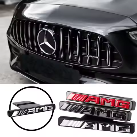 1Pcs 3D ABS AMG Emblem Car Front Grill Badge Sticker For Mercedes Benz A B C E M R G S Class Exclusi
